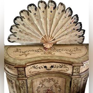 RARE🪭 40” Antique XL Balinese Decorative Folding Fan